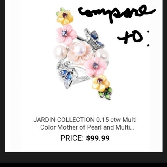 Jardin Collection Mother Of Pearl, Freshwater Pearl, Amethyst, Neon Apatite Ring - Picture 7 of 8